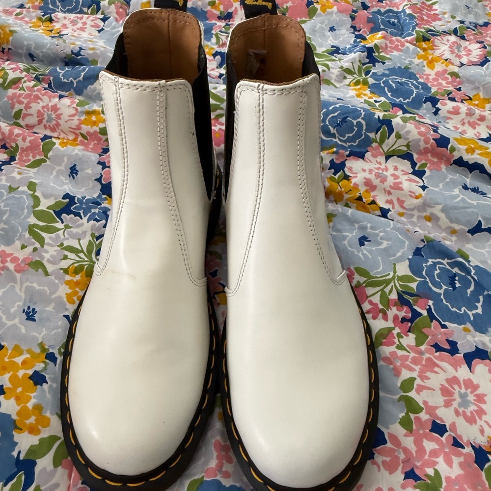 Dr. Martens Chelsea White Leather Boots